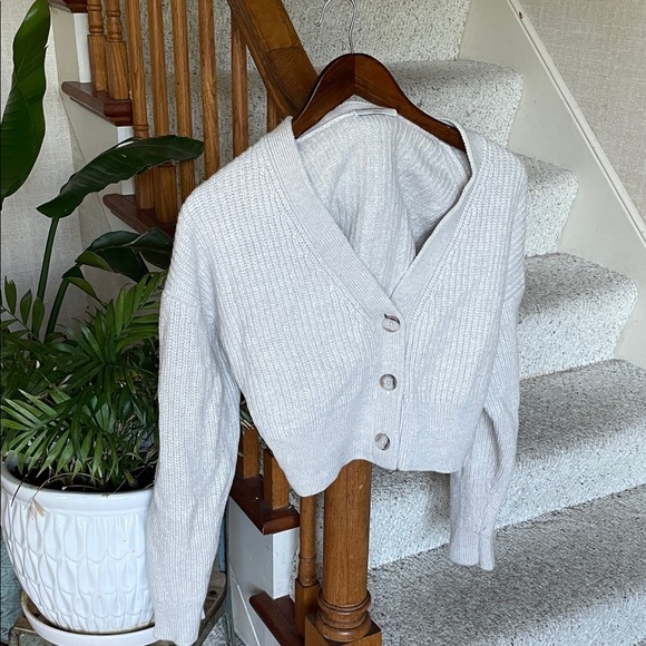 Babaton Sweaters - Babaton Women's Cream Wool Cropped Cardigan Sweater